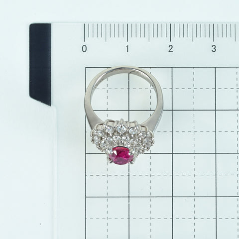[Used] PT900 RUBY RING Ruby Ring R1.416ct D0.80ct 7.8g #6 CGL Sorting 