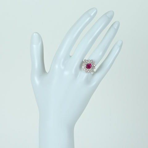 [Used] PT900 RUBY RING Ruby Ring R1.416ct D0.80ct 7.8g #6 CGL Sorting 