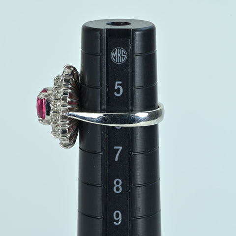 [Used] PT900 RUBY RING Ruby Ring R1.416ct D0.80ct 7.8g #6 CGL Sorting 