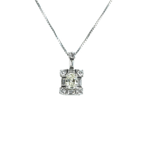 【中古】PT900/PT850 DIAMONDダイヤモンドペンダントネックレス 0.429ct D0.41ct 4.3g