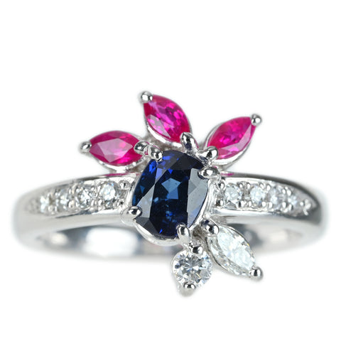 【中古】PT900 SAPPHIRE RUBY サファイア ルビー リング S0.73ct R0.40ct D0.247ct 5.5g #12