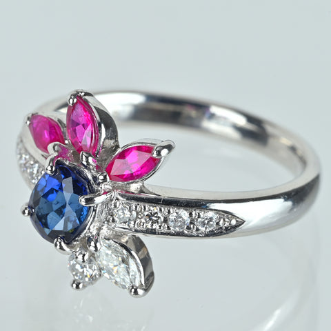 【中古】PT900 SAPPHIRE RUBY サファイア ルビー リング S0.73ct R0.40ct D0.247ct 5.5g #12