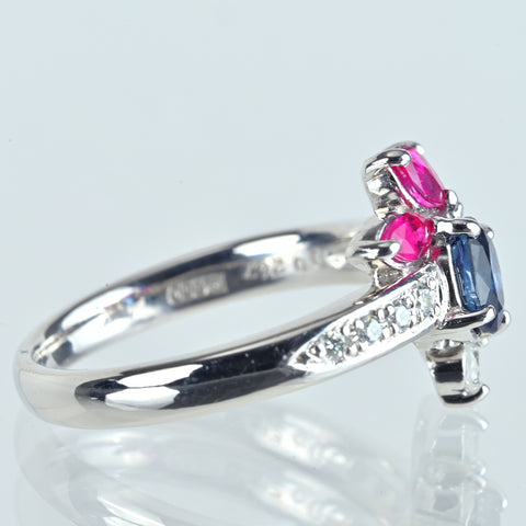 【中古】PT900 SAPPHIRE RUBY サファイア ルビー リング S0.73ct R0.40ct D0.247ct 5.5g #12
