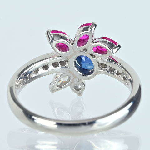 【中古】PT900 SAPPHIRE RUBY サファイア ルビー リング S0.73ct R0.40ct D0.247ct 5.5g #12