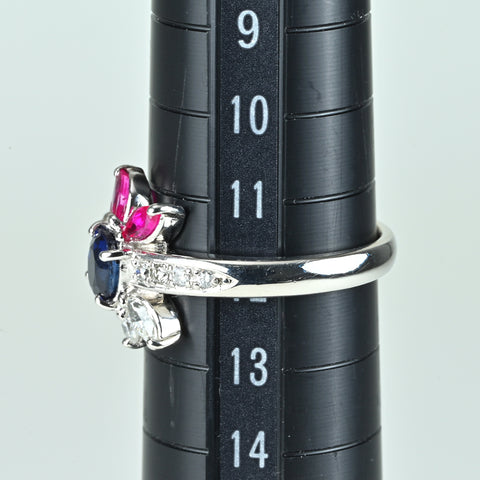 【中古】PT900 SAPPHIRE RUBY サファイア ルビー リング S0.73ct R0.40ct D0.247ct 5.5g #12