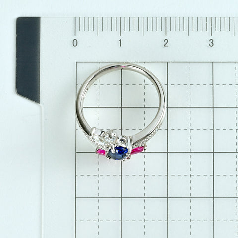 【中古】PT900 SAPPHIRE RUBY サファイア ルビー リング S0.73ct R0.40ct D0.247ct 5.5g #12