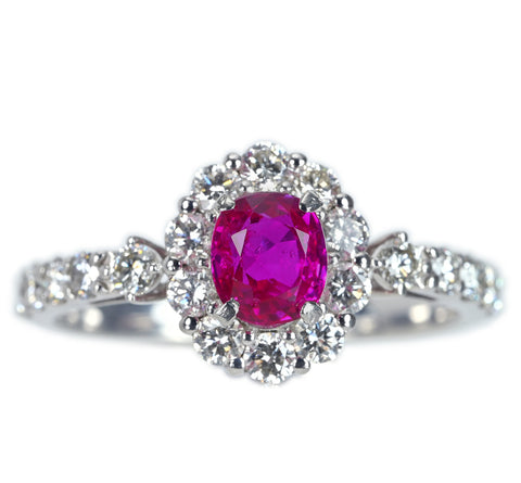 【中古】PT950 RUBY ビルマ産非加熱ルビーリング R0.77ct D0.70ct GIA鑑別書付き 3.1g #11