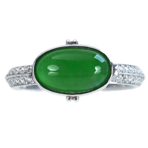 【中古】 PT900 JADEITE RING ヒスイリング J3.25ct D0.31ct CGLソーティング 5.7g #17.5