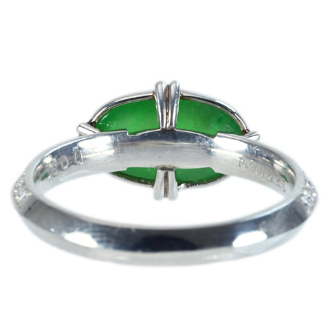 [Pre-owned] PT900 Jadeite Ring, Jadeite 3.25ct, Diameter 0.31ct, CGL Sorting, 5.7g, #17.5 