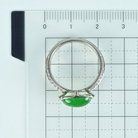 [Pre-owned] PT900 Jadeite Ring, Jadeite 3.25ct, Diameter 0.31ct, CGL Sorting, 5.7g, #17.5 