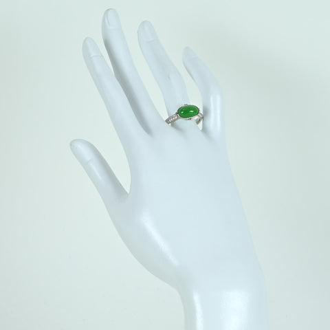 [Pre-owned] PT900 Jadeite Ring, Jadeite 3.25ct, Diameter 0.31ct, CGL Sorting, 5.7g, #17.5 