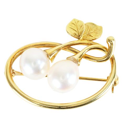 【中古】TASAKI タサキ K18YG AKOYA PEARL BROACHアコヤパールブローチ P8.6mm 6.6g ONE PRICE