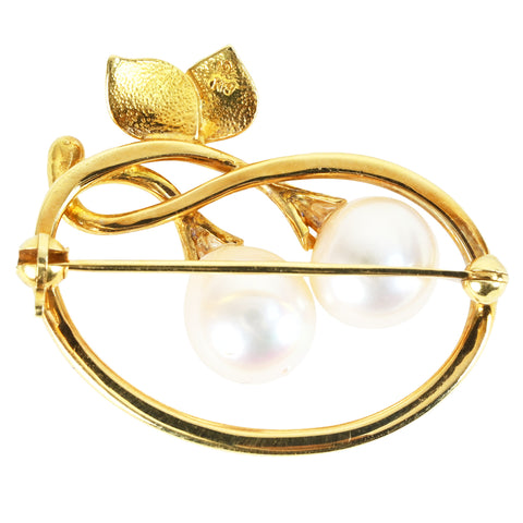 【中古】TASAKI タサキ K18YG AKOYA PEARL BROACHアコヤパールブローチ P8.6mm 6.6g ONE PRICE