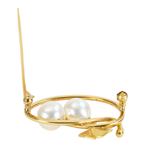 【中古】TASAKI タサキ K18YG AKOYA PEARL BROACHアコヤパールブローチ P8.6mm 6.6g ONE PRICE