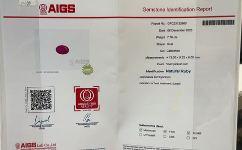 【中古】PT900 RUBY RING ルビーリング R7.75ct D1.26ct AIGS Vivid Pinkish Red 鑑別書 14.7g #12