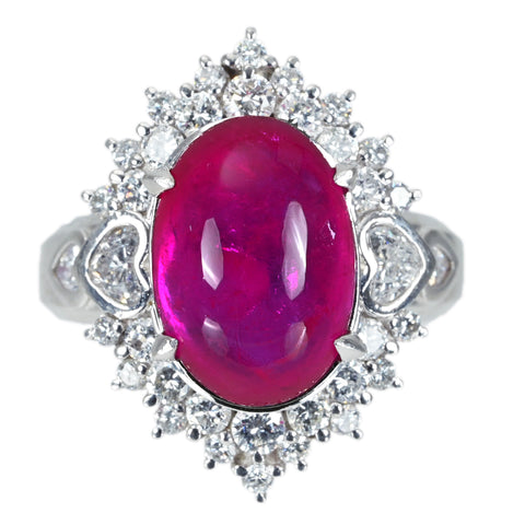 [Used] PT900 RUBY RING Ruby Ring R7.75ct D1.26ct AIGS Vivid Pinkish Red Identification Book 14.7g #12 