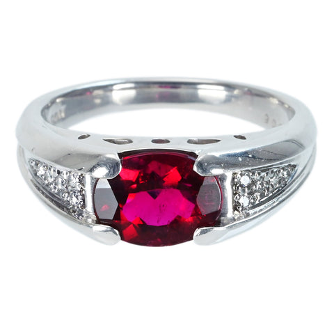 【中古】PT900 RUBELLITE TOURMALINEルベライトリング(レッドトルマリン) T1.64ct D0.06ct 日宝協ソーティング 8.4g #15.5