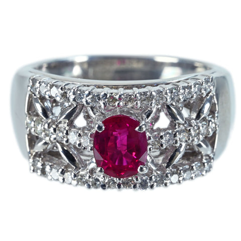 【中古】PT900 RUBY RING ビルマ産 ルビーリング R1.01ct D0.62ct AIGS PIgeon Blood 鑑別書 12.0g #11