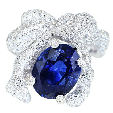 PT900 SAPPHIRE RING スリランカ産サファイアリング  S4.65ct D1.04ct GRS鑑別書 8.0g #13
