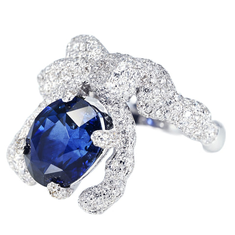 PT900 SAPPHIRE RING スリランカ産サファイアリング  S4.65ct D1.04ct GRS鑑別書 8.0g #13