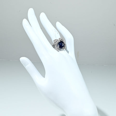 PT900 SAPPHIRE RING スリランカ産サファイアリング  S4.65ct D1.04ct GRS鑑別書 8.0g #13