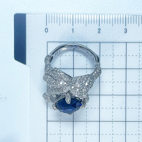 PT900 SAPPHIRE RING スリランカ産サファイアリング  S4.65ct D1.04ct GRS鑑別書 8.0g #13