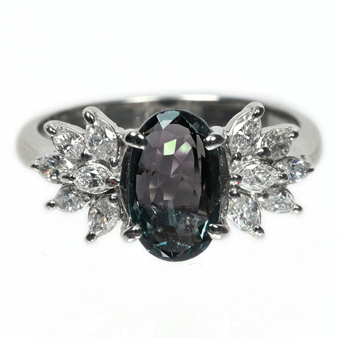 [Used] PT900 ALEXANDRITE Ring A2.58ct D0.50ct 5.5g GIA 