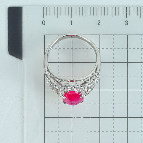 【中古】PT900 RUBY RING モザンビーク産ルビーリング R3.63ct D0.77ct ”ピジョンブラッド”AIGS鑑別書 7.1g #14
