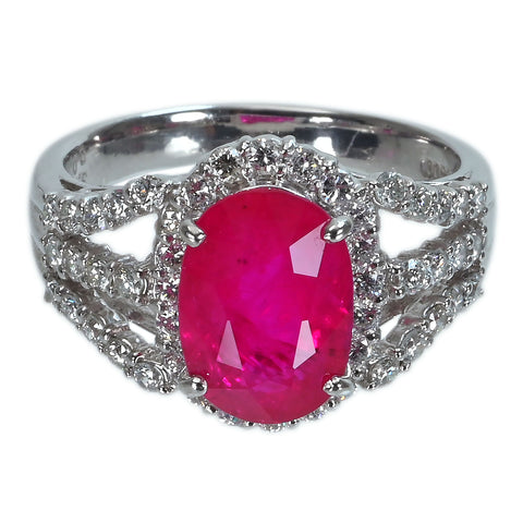 【中古】PT900 RUBY RING モザンビーク産ルビーリング R3.63ct D0.77ct ”ピジョンブラッド”AIGS鑑別書 7.1g #14