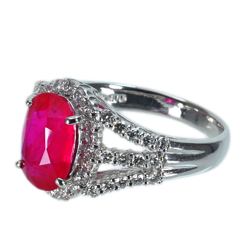 【中古】PT900 RUBY RING モザンビーク産ルビーリング R3.63ct D0.77ct ”ピジョンブラッド”AIGS鑑別書 7.1g #14