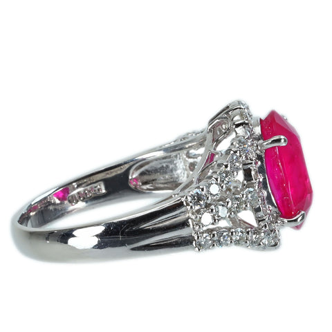 【中古】PT900 RUBY RING モザンビーク産ルビーリング R3.63ct D0.77ct ”ピジョンブラッド”AIGS鑑別書 7.1g #14