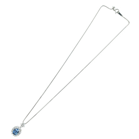 【中古】PT850/PT900 SAPPHIRE ビルマ産非加熱サファイアペンダントネックレス S4.11ct D1.36ct GIA鑑別書 9.3g