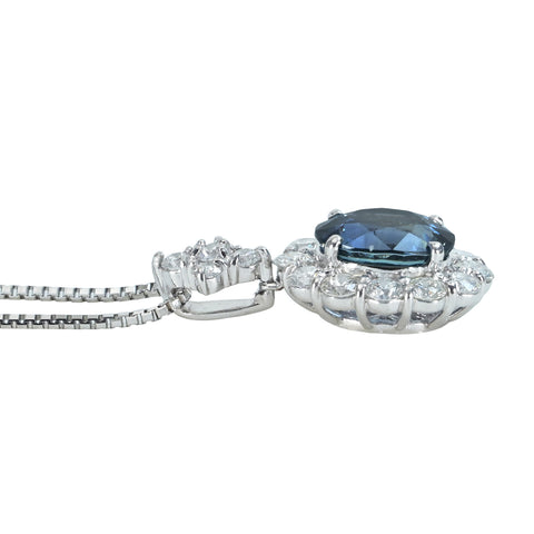 【中古】PT850/PT900 SAPPHIRE ビルマ産非加熱サファイアペンダントネックレス S4.11ct D1.36ct GIA鑑別書 9.3g