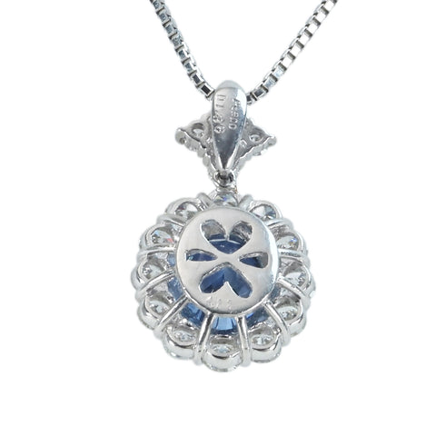 【中古】PT850/PT900 SAPPHIRE ビルマ産非加熱サファイアペンダントネックレス S4.11ct D1.36ct GIA鑑別書 9.3g