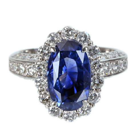 【中古】PT950 NO HEAT SAPPHIRE RING スリランカ産 非加熱サファイアリング S6.95ct D1.11ct GIA鑑別書 9.4g #12