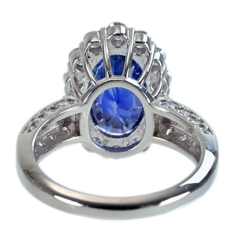 Pre-owned PT950 No Heat Sapphire Ring, Sri Lankan, Unheated Sapphire, S6.95ct, D1.11ct, GIA Certificate, 9.4g, #12 