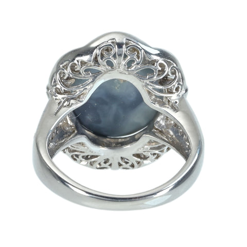 【中古】PT900 BLACK OPALブラックオパールリング BO3.16ct D1.03ct  鑑別書 9.0g #10