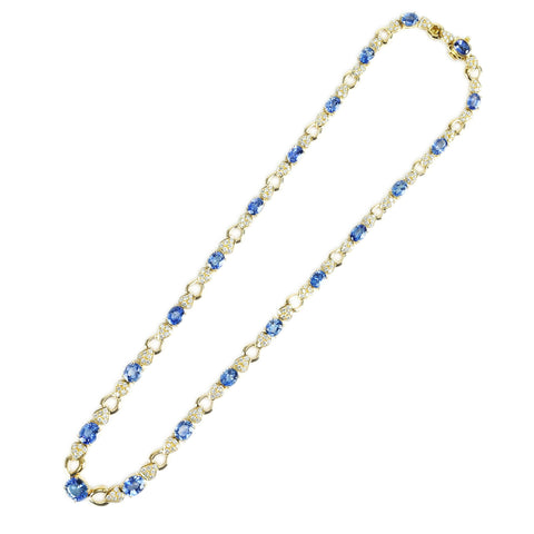 【中古】K18YG SAPPHIRE NECKLACE サファイア/ダイヤモンドネックレス S24.02ct D3.12ct 42.6g