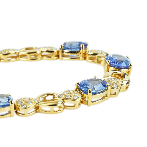 【中古】K18YG SAPPHIRE NECKLACE サファイア/ダイヤモンドネックレス S24.02ct D3.12ct 42.6g