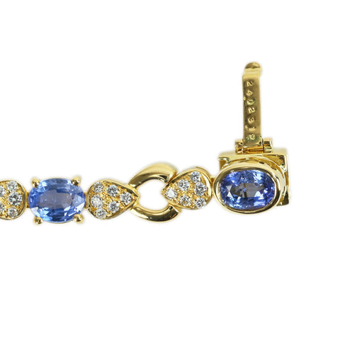 【中古】K18YG SAPPHIRE NECKLACE サファイア/ダイヤモンドネックレス S24.02ct D3.12ct 42.6g