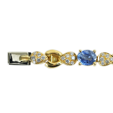 【中古】K18YG SAPPHIRE NECKLACE サファイア/ダイヤモンドネックレス S24.02ct D3.12ct 42.6g