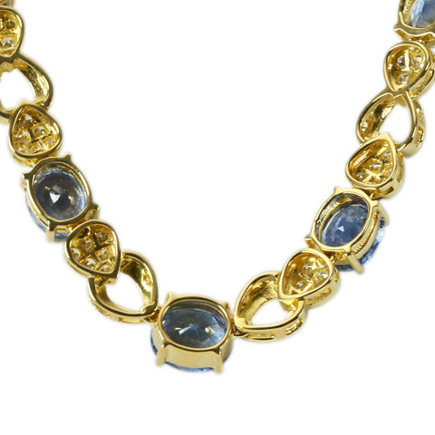 【中古】K18YG SAPPHIRE NECKLACE サファイア/ダイヤモンドネックレス S24.02ct D3.12ct 42.6g