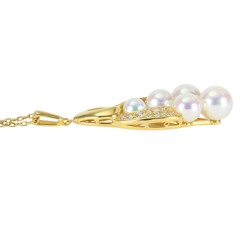 【中古】MIKIMOTO ミキモト K18YG AKOYA PEARLアコヤパールペンダントネックレス P5.0-7.5mm D 8.0g ONE PRICE
