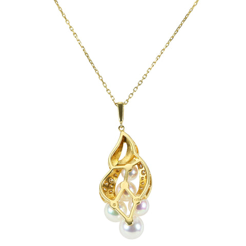 【中古】MIKIMOTO ミキモト K18YG AKOYA PEARLアコヤパールペンダントネックレス P5.0-7.5mm D 8.0g ONE PRICE