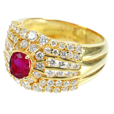 【中古】K18YG RUBY RING ルビーリング R0.73ct D1.36ct 10.1g #14.5
