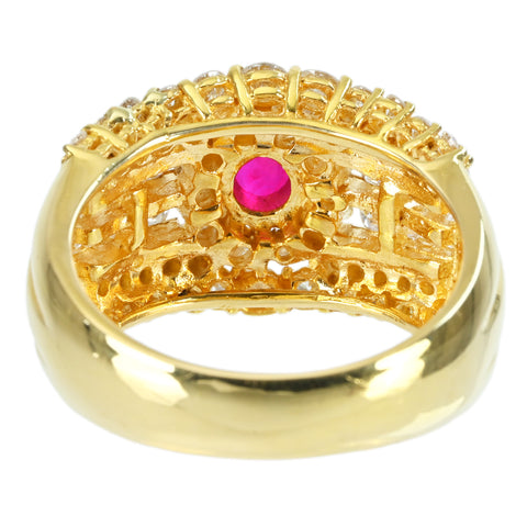【中古】K18YG RUBY RING ルビーリング R0.73ct D1.36ct 10.1g #14.5