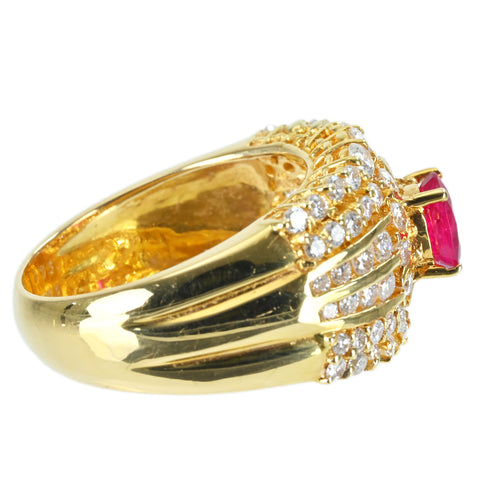 【中古】K18YG RUBY RING ルビーリング R0.73ct D1.36ct 10.1g #14.5