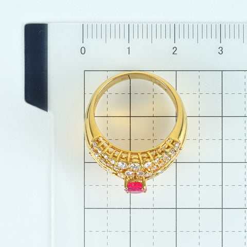 【中古】K18YG RUBY RING ルビーリング R0.73ct D1.36ct 10.1g #14.5