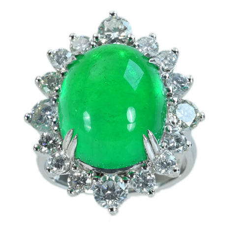 【中古】K18WG EMERALD エメラルドリング E13.04ct D2.25ct 11.7g #13