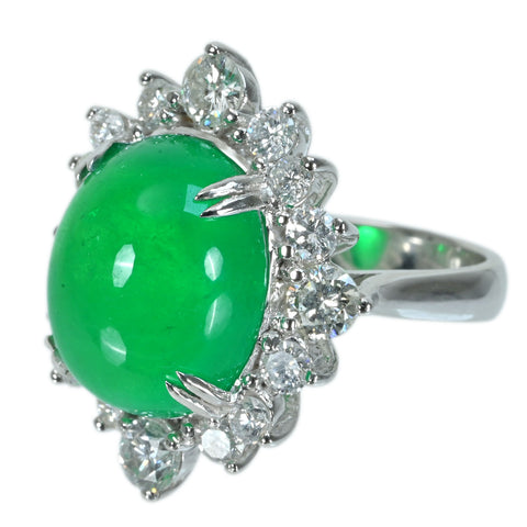 【中古】K18WG EMERALD エメラルドリング E13.04ct D2.25ct 11.7g #13